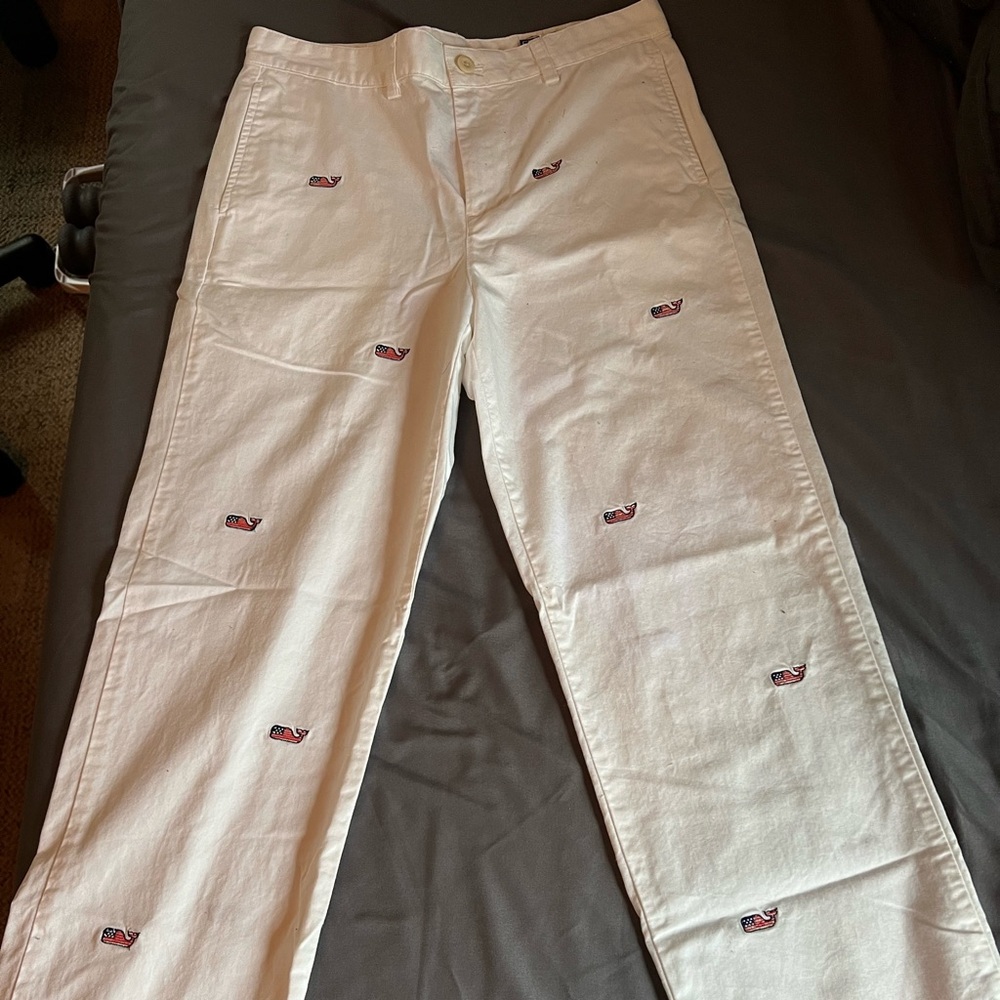 Vineyard Vines 100% Cotton Club Pants American Flag Whale